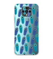 PrintiFy Tecno Camon 16 ile Uyumlu 1mm Slim Fit Nazar Boncuğu 4 Baskılı Şeffaf  Kılıf