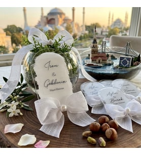 Pleksi Üstü Uv Baskılı Süslü Nikah Nişan Hediyelik magnet 20 Adet -