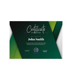 Green and Dark Green Creative Certificate of Appreciation