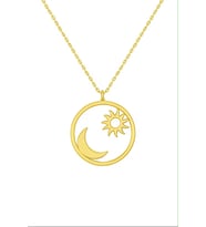 Kişiye Özel 925 Ayar Gümüş Güneş Ay Zarif Kolye (Gold)