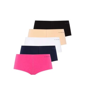 U.S. Polo Assn. Kadın 5'li Şort Boxer (Lacivert-Fuşya-Ten-Beyaz-Siyah) (Çok Renkli)