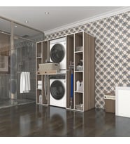 Kenzlife çamaşır-kurutma makinesi dolabı sadra crd 187*170*60 çekmeceli raflı banyo (Beyaz)