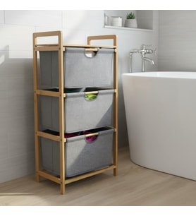 Doğal Bambu 3 Katlı Organizer Raf 43X33X98 Cm - Çok Amaçlı Banyo Mutfak Balkon Düzenleyici