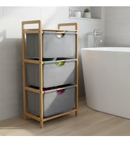 Doğal Bambu 3 Katlı Organizer Raf 43X33X98 Cm - Çok Amaçlı Banyo Mutfak Balkon Düzenleyici