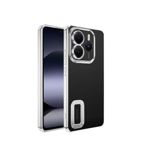 Coverzone Xiaomi Redmi Note 14 5G ile uyumlu K?l?f Kamera Korumal? Logo G�steren Parlak renk kenar �izgileri ile ??k bir tasar?m Colored Z-Omega Kapak G�m�?