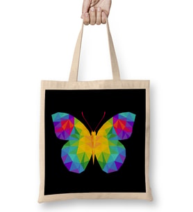 Geometric Animal Butterfly Bez Çanta Uzun Saplı