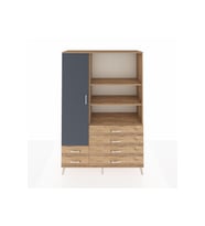 Hyperion Dolap 7 Raflı 6 Çekmeceli Tek Kapaklı  132x44x195 Çam-Antrasit/Çam