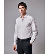 LCW BUSINESS Kahverengi Slim Fit Çizgili Gabardin Erkek Gömlek