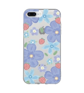 Iphone 7 Plus / 8 Plus Uyumlu Çiçek ve Çilek Desenli Şeffaf Telefon Kılıfı