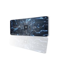 SonicTouch Çip Devre Desenli Kaymaz Gaming Oyuncu Masaüstü Dikişsiz Klavye Mouse Pad 32x70Cm