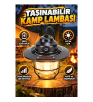 Retro LED Kamp ve Bahçe Feneri – Sıcak Işık, Şarj Edilebilir Batarya ve Ayarlanabilir Işık Seviyesi