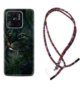 Xiaomi Poco X3 Pro M4 Pro X4 Pro C40 10C Kılıf Boyun Asklı Rasta Silikon Flowers Cat 1345