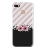 General Mobile GM8 Go GM9 GM20 Pro Plus Kılıf Desemli Silikon Strip Pink Flowers 1396