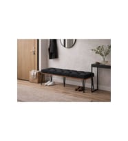 Metal Ayaklı Bench Puf 100x40 cm Siyah Kapitone Oturak Bank