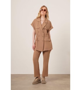 FTZ Women Kadın Krep Pantolonlu Takım Vizon 31173