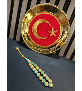 ALTIN VARAKLI TESBİH MASKOT EFE BİLEK BOY 14MM