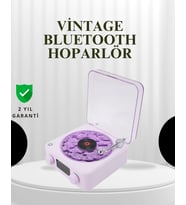 Projektörlü Gece Lambalı Retro Hoparlör - Taşınabilir Bluetooth Speaker