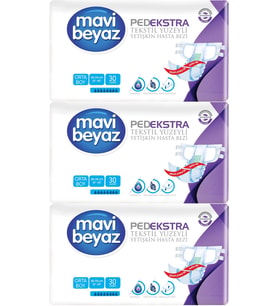 Mavi Beyaz Ped Ekstra Tekstil Yüzeyli Yetişkin Bel Bantlı Hasta Bezi Medium Orta 90 Adet