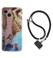 Reeder S23 Max Pro Kılıf Resimli Boyun Askılı İpli Desenli Silikon Series Cat And Girl 1808
