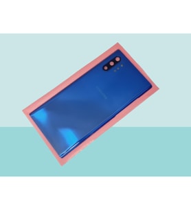 Tkgz - Samsung Galaxy NOTE 10 PLUS Arka Kapak Batarya Kapağı (Cam Full Lensli) - MAVİ