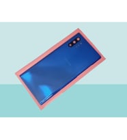 Tkgz - Samsung Galaxy NOTE 10 PLUS Arka Kapak Batarya Kapağı (Cam Full Lensli) - MAVİ