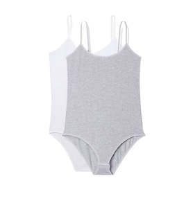 2 Adet İp Askılı Kadın Çıtçıtlı Body Beyaz ve Gri
