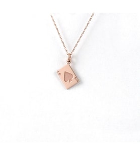 Kişiye Özel 925 Ayar Gümüş Minimalist Maça Ası Kart Kolye (Rose)