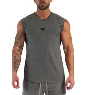 Erkek Nem Emici Hızlı Kuruma Atletik Teknik Performans Sporcu Sıfır Kol T-shirt MG-ATLET (Füme)