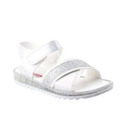 Arzen 4012 Simli Çapraz Bantlı Kız Çocuk Bebe Sandalet Ayakkabı (Beyaz)