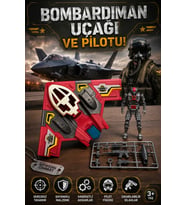 Sesli ve Işıklı Bombardıman Uçağı ve Robot Pilot Figürlü Askeri Oyun Seti
