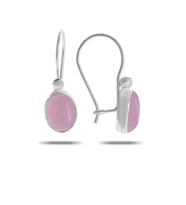 Pembe Kuvars Taşlı Rodyumlu Gümüş Küpe 5535