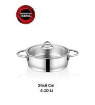 Safinox Vision 4.10 Litre 26x8 Cm İndiksiyon Basık Çelik Tencere
