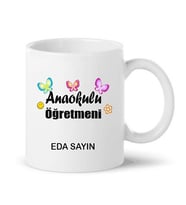 Anaokulu Öğretmeni Baskılı  İsimli Porselen Kupa Bardağı Kupa Bardak
