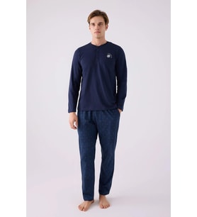 Arnetta Erkek Pamuklu Comfortablelıfe Bisiklet Yaka Uzun Kollu Pijama Takım