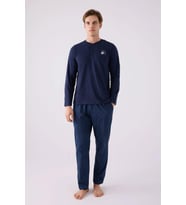 Arnetta Erkek Pamuklu Comfortablelıfe Bisiklet Yaka Uzun Kollu Pijama Takım
