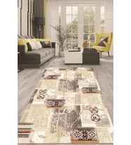 Dijital Kaymaz Taban Yıkanabilir Modern Renkli Salon Halısı Mutfak Halısı Yolluk ND-HT-951 (Bej)