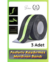 #Bant 3 Adet Fosforlu Kaydırmaz Merdiven Bandı 5 cm x 3 m Fotolümenli Yeşil Zemin Güvenlik Basamak