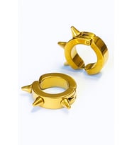Sıkıştırmalı Gold Renk Çivili Spike Punk Unisex Çelik Küpe Çifti mse3s