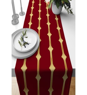 Bordo Çizgi Desenli Premium Masa Örtüsü Runner RNR496
