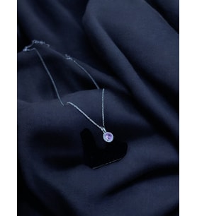 NobbyShop 925 ayar gümüş yuvarlak zirkon taşlı kolye, zirkon taşlı kolye, gümüş kolye (Pembe)