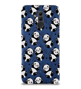 Huawei Mate 20 Lite Uyumlu Lansman Kılıf Panda Tasarımlı İçi Kadife Lacivert Kapak (Şeffaf)