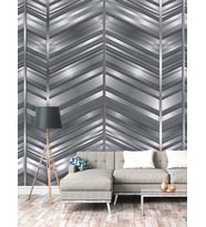 Dreamwall Siyah Ahşap Zigzag Desenli Isı Ve Ses Yalıtımlı Sağlıklı Tekstil Duvar Kağıdı (Siyah-Gri)
