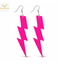 80’ler 90&amp;#39;lar Retro Neon Pembe Şimşek Küpe 10 cm