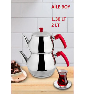Kapris Küre Paslanmaz Çelik Kendinden Süzgeçli Aile Boy Çaydanlık