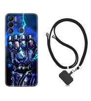 Tecno Pova Neo Kılıf Silikon Boyun Askılı İpli Desenli Silikon Thunder Play 1760