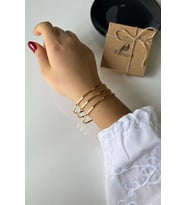 Gold Kaplama Düz 3 lü Çelik Ajda Model Bilezik (65 mm)