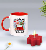 Yılbaşı Hediyesi BK Gift Kişiye Özel Yeni Yıl Tasarımlı Kırmızı Kupa Bardak ve Kırmızı Kar Tanesi Kokulu Mum Hediye Seti-2, Sevgiliye, Arkadaşa Hediye