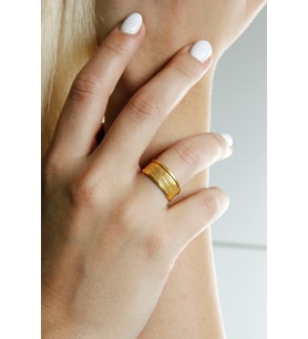 Altın Kaplamalı 925 Ayar Gümüş Hasır Yüzük - Y010701