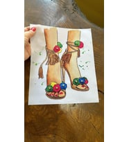 ZİRKON TAŞLI ÇİÇEKLİ AYAKKABILI ARMA DİKİŞ APLİKE 23X19 CM