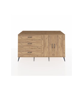 Kronos Konsol 2 Raflı 3 Çekmeceli 2 Kapaklı 176x59x99 Çam-Çam